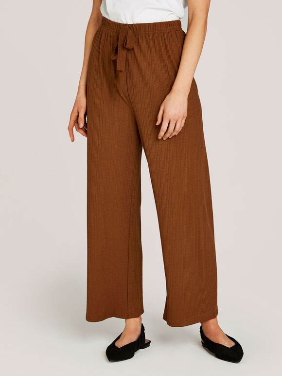 Tie Waist Elasticated Culottes, Rust, large