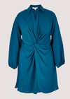 Curve Twist-Front Mini Dress, Teal, large