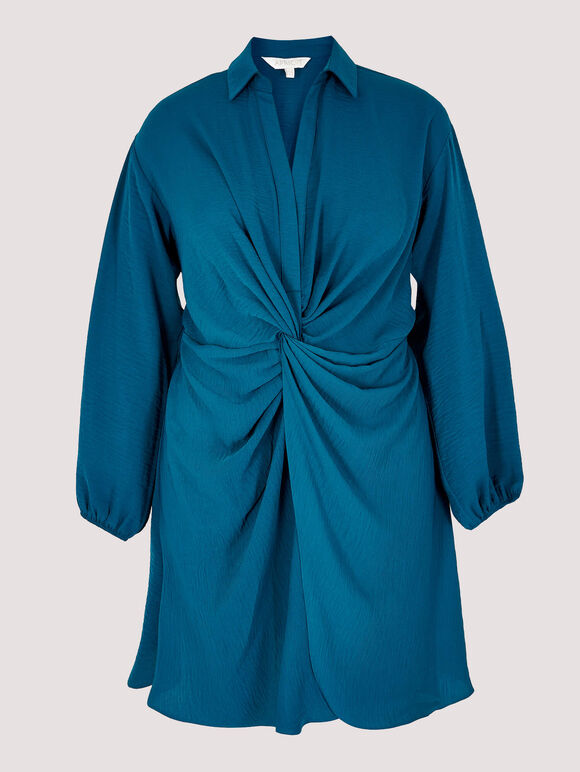 Curve Twist-Front Mini Dress, Teal, large