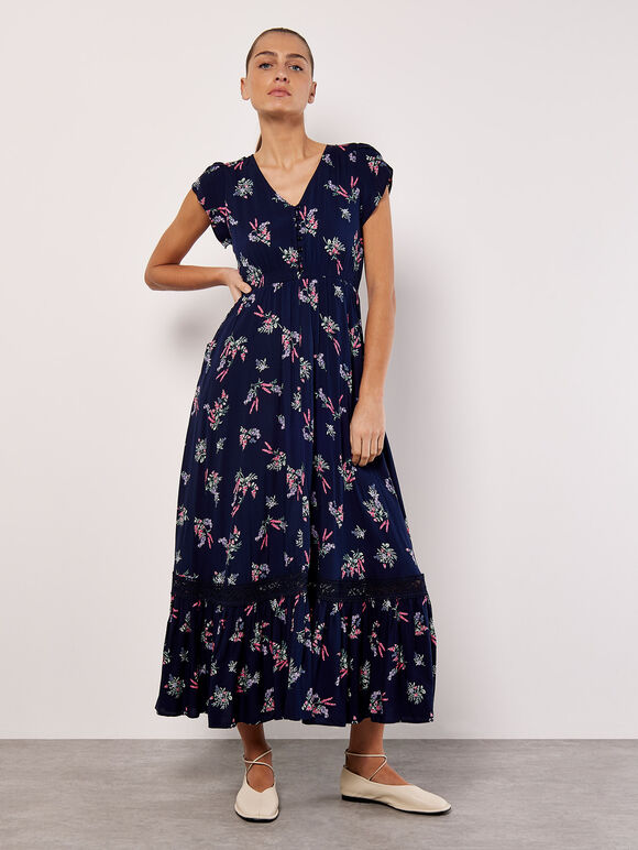 Botanical Bunches Maxi Dress, Navy, large