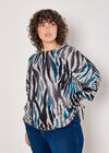 Curve Soft Touch Zebra Drawstring Top, Grey, large