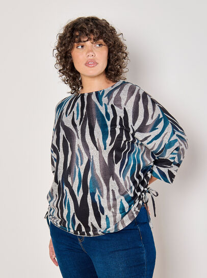 Curve Soft Touch Zebra Drawstring Top