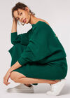 Ribbed Knit Midi Skirt, Green, large