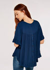 Square Button Back Top, Navy, large