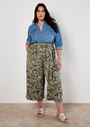 Batik Leaf Culotte Trousers, Khaki, large