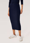 Ribbed Knit Midaxi Skirt, Navy, large