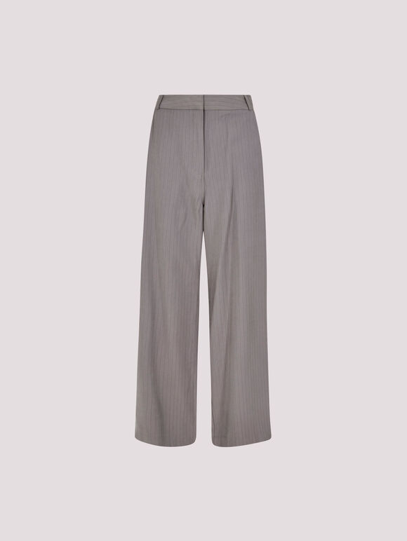 Pinstripe Wide Leg Trousers, Grey, large