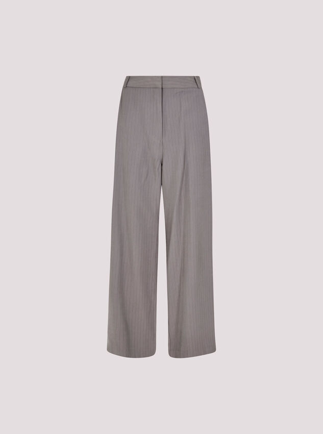 Pinstripe Wide Leg Trousers, Grey, large