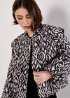 Textured Ikat Quilted Jacket, Black, large