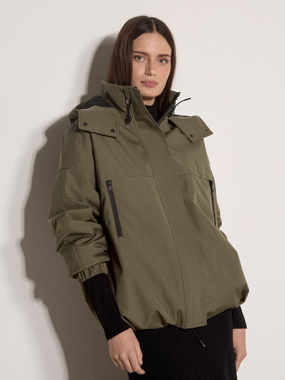 Technical Parka Jacket, Khaki, large