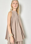 Soft Pleat Tunic Top, Stone, large