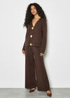 Statement Hammered Buttons Lightweight Cardigan, Brown, large