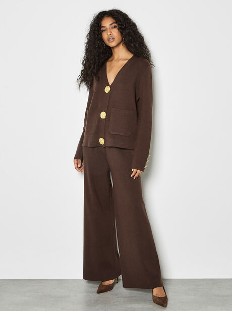 Statement Hammered Buttons Lightweight Cardigan