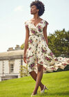 Floral Bouquet Ruffle Midi Dress, Cream, large