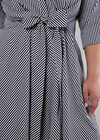 Cotton Stripe Shirt Mini Dress, Navy, large
