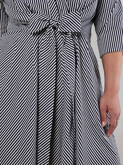 Cotton Stripe Shirt Mini Dress