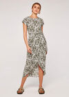Brushstroke Print  Midi Dress, Khaki, large