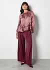 Ruffle Crinkle Satin Top, Pink, large