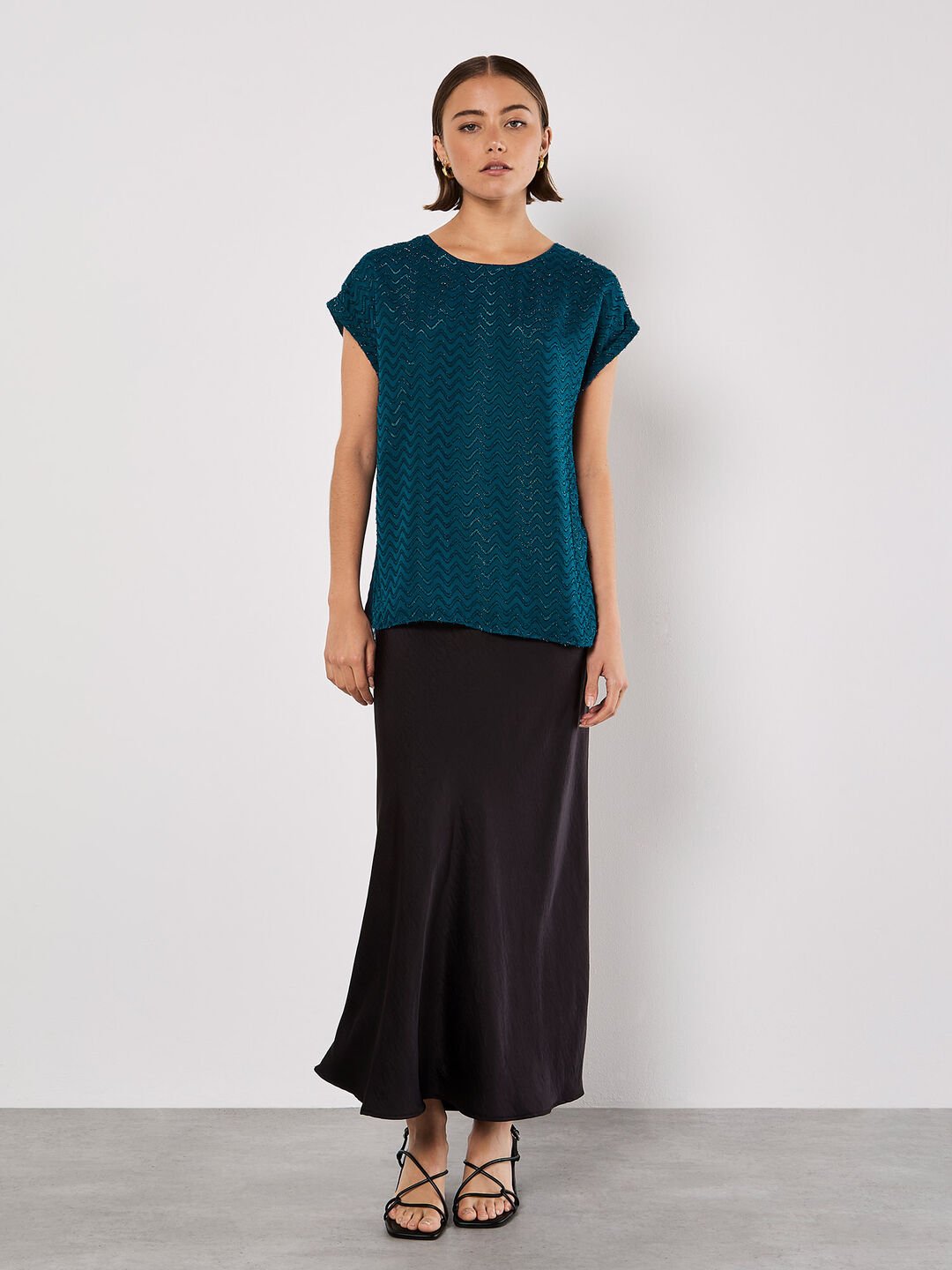 Image of Shimmer Chevron Chiffon Top