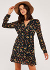 Painterly Floral Ruffle Mini Dress, Green, large