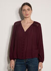 Crochet Insert Shimmer Blouse, Burgundy, large