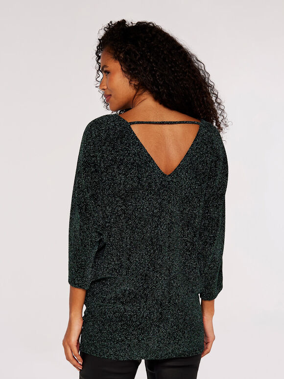 Metallic Swirl Batwing Top, Green, large