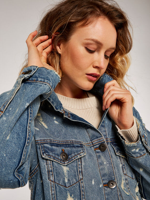 Denim Splash Jacket, Blue, large