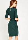 Ponti Ruched Bodycon Dress, Green, large