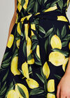 Navy Lemon Print Knot Front Dress, Navy, large