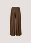 Textured Twill Wide-Leg Trousers, Brown, large