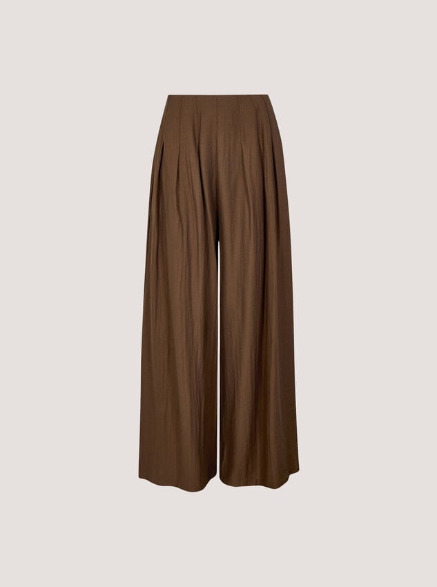Textured Twill Wide-Leg Trousers, Brown, large
