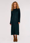 Pointelle Knitted Midi Dress, Green, large