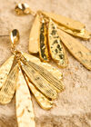 24K Gold Plated Leaf Drop Earrings, Gold, large