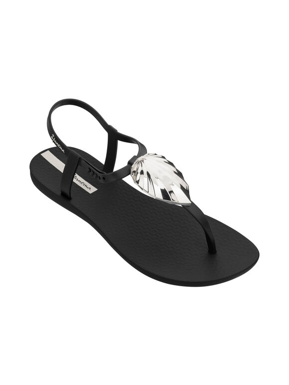 Leaf Shine Sandals, Black, large