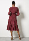 Polka Dot Chiffon Wrap Midi Dress, Burgundy, large
