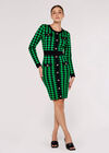 Diamond Print Mini Dress, Green, large