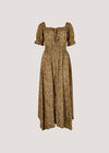 Sarasa Floral Milkmaid Midi Dress, Khaki, large