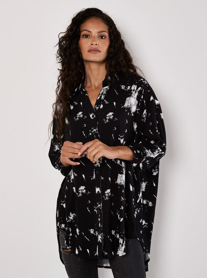 Paint Print Oversized Tunic Top