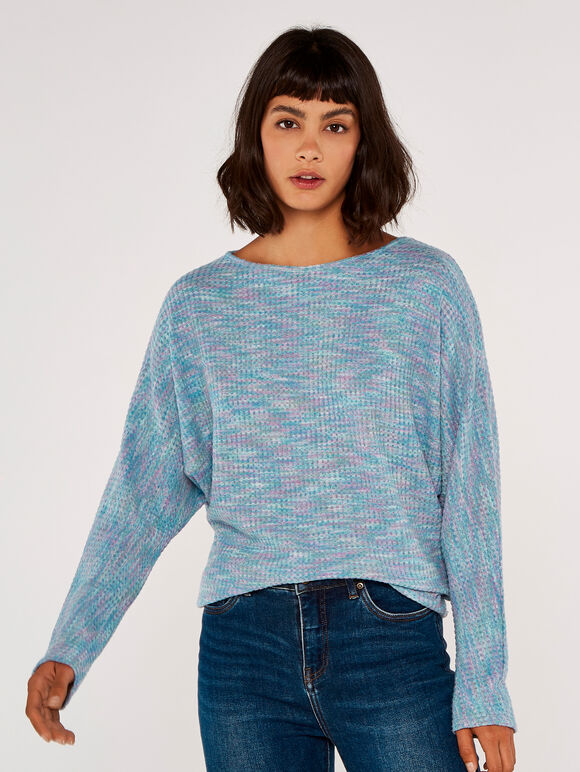 Ripple Waffle Top, Blue, large
