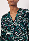 Abstract Swirl Shirt Mini Dress, Green, large