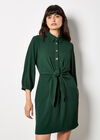Tie Front Shirt Mini Dress, Green, large