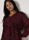 Curve Geo Print Chiffon Blouse, Burgundy, large