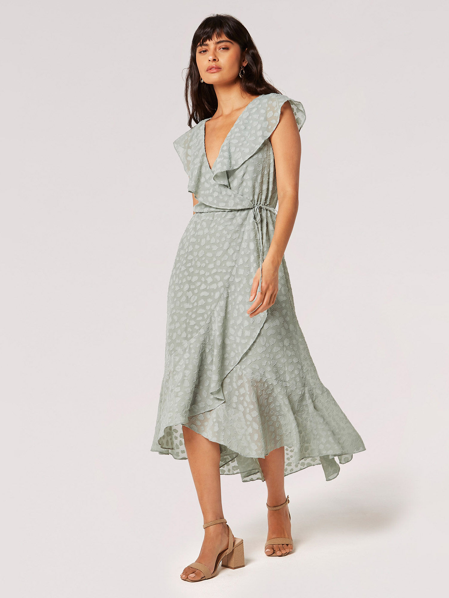 Spot wrap midi dress outlet