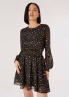 Gold Foil Spot Dress, Black, large