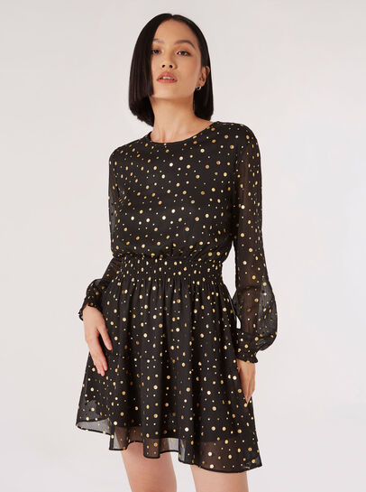 Gold Foil Spot Dress