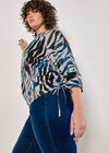 Curve Soft Touch Zebra Drawstring Top, Grey, large