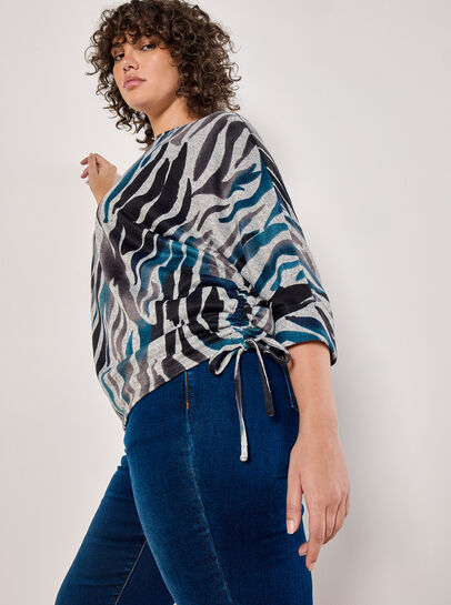 Curve Soft Touch Zebra Drawstring Top