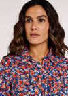 Ditsy Shirt Mini  Dress, Blue, large