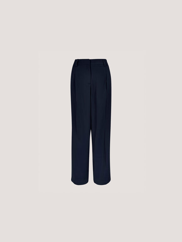 Soft Twill Wide Leg Trousers, Navy, large