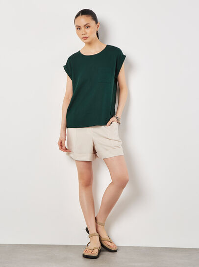 Linen Blend Split Back Oversized Top